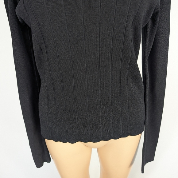 Cache silk blend cut out long sleeves knit top size L - Picture 4 of 9